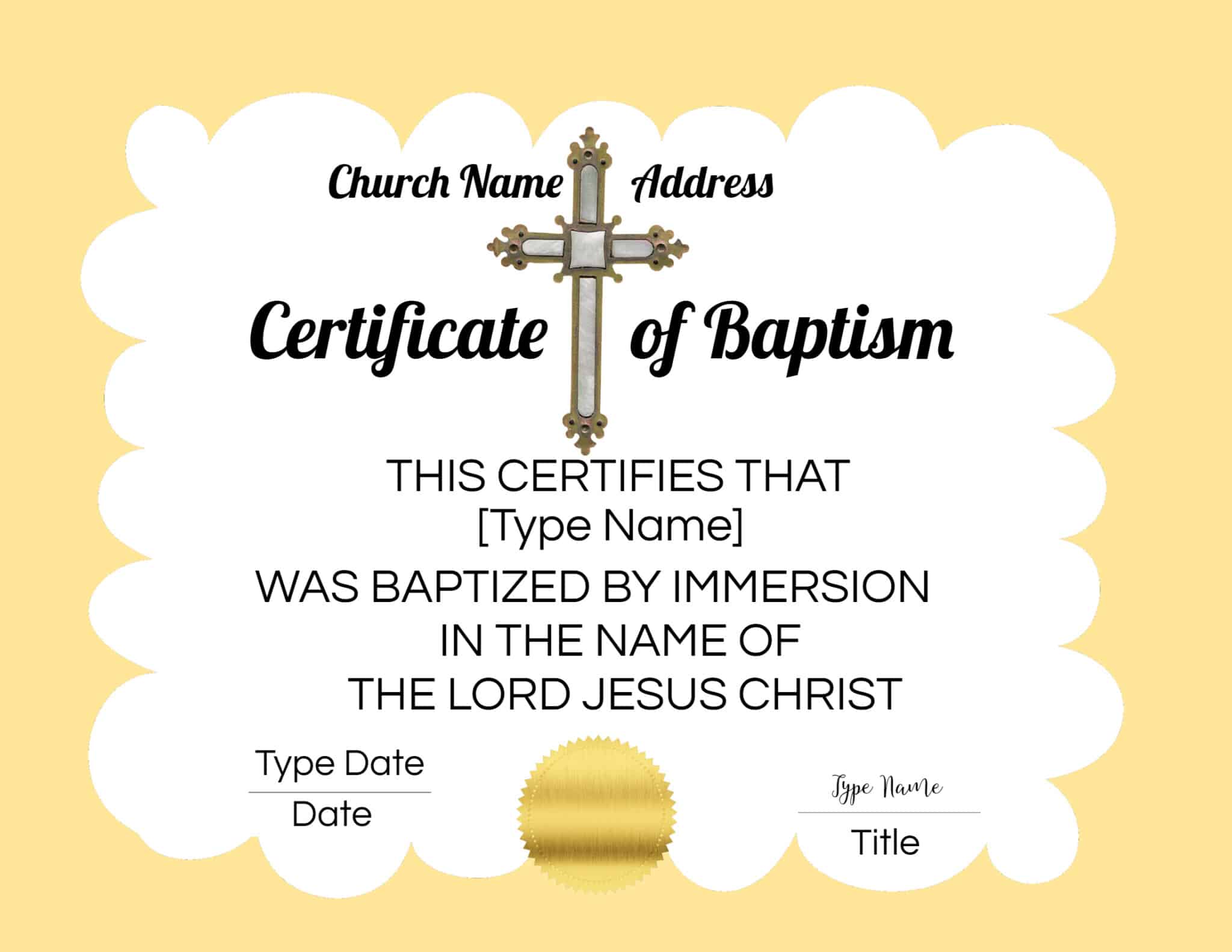 Christening Certificate Template Free