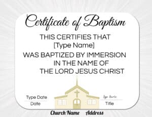 Baby baptism certificate