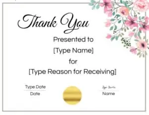 Thank you certificate template