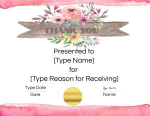 Flower certificate template