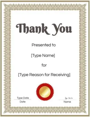 Thank you for your service award