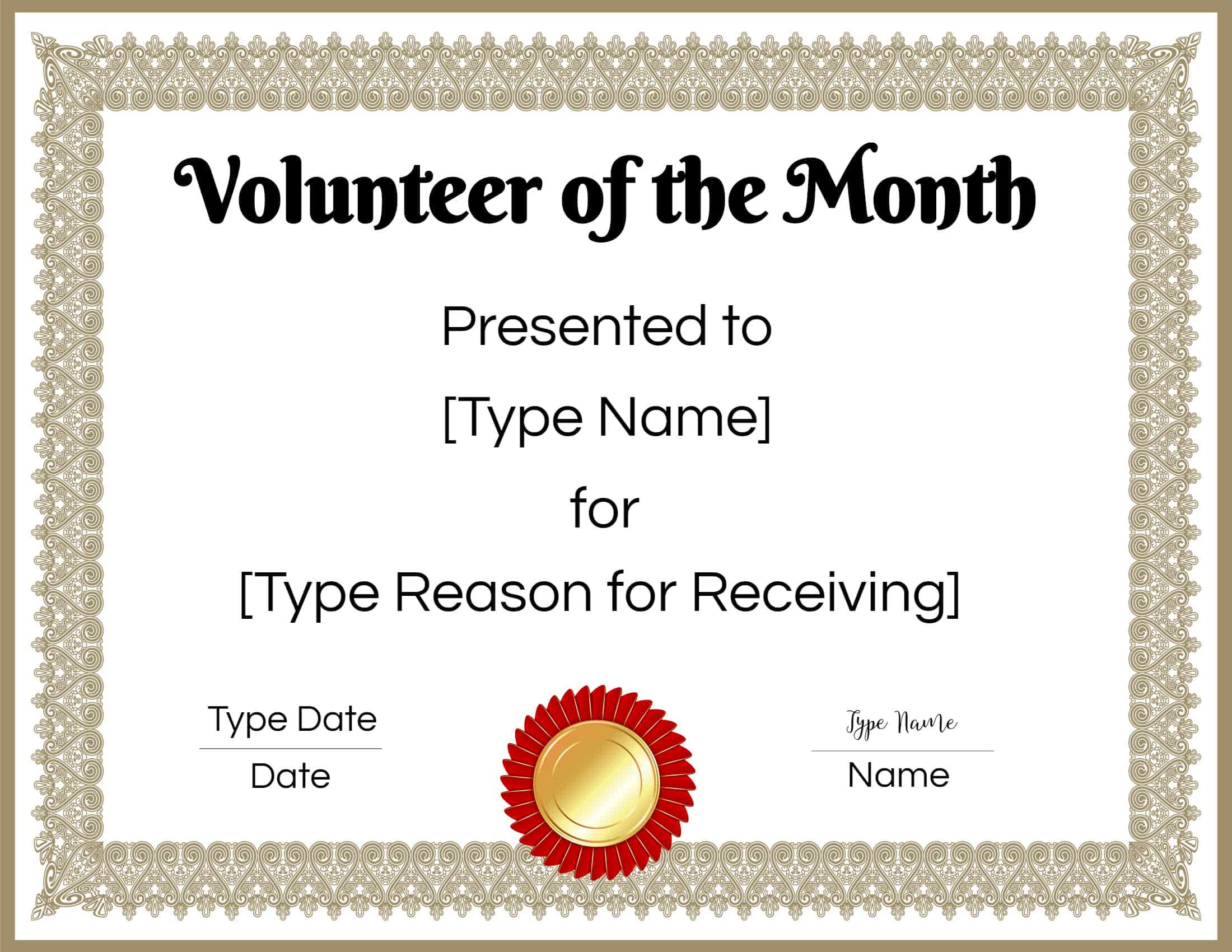 FREE Volunteer Certificate Template  Many Designs are Available Throughout Volunteer Award Certificate Template