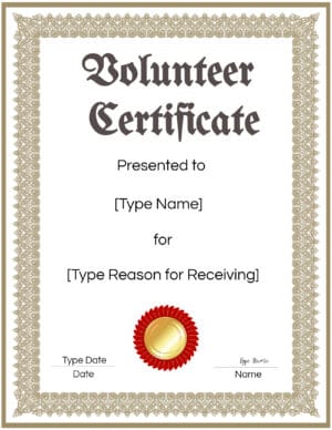 Volunteer Certificate