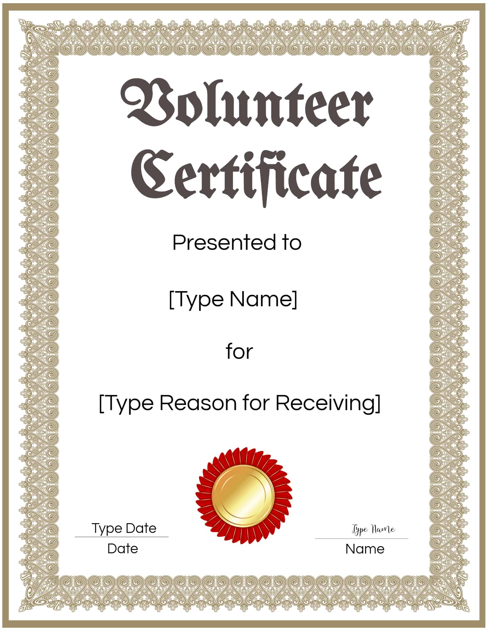 FREE Volunteer Certificate Template  Many Designs are Available With Volunteer Certificate Templates