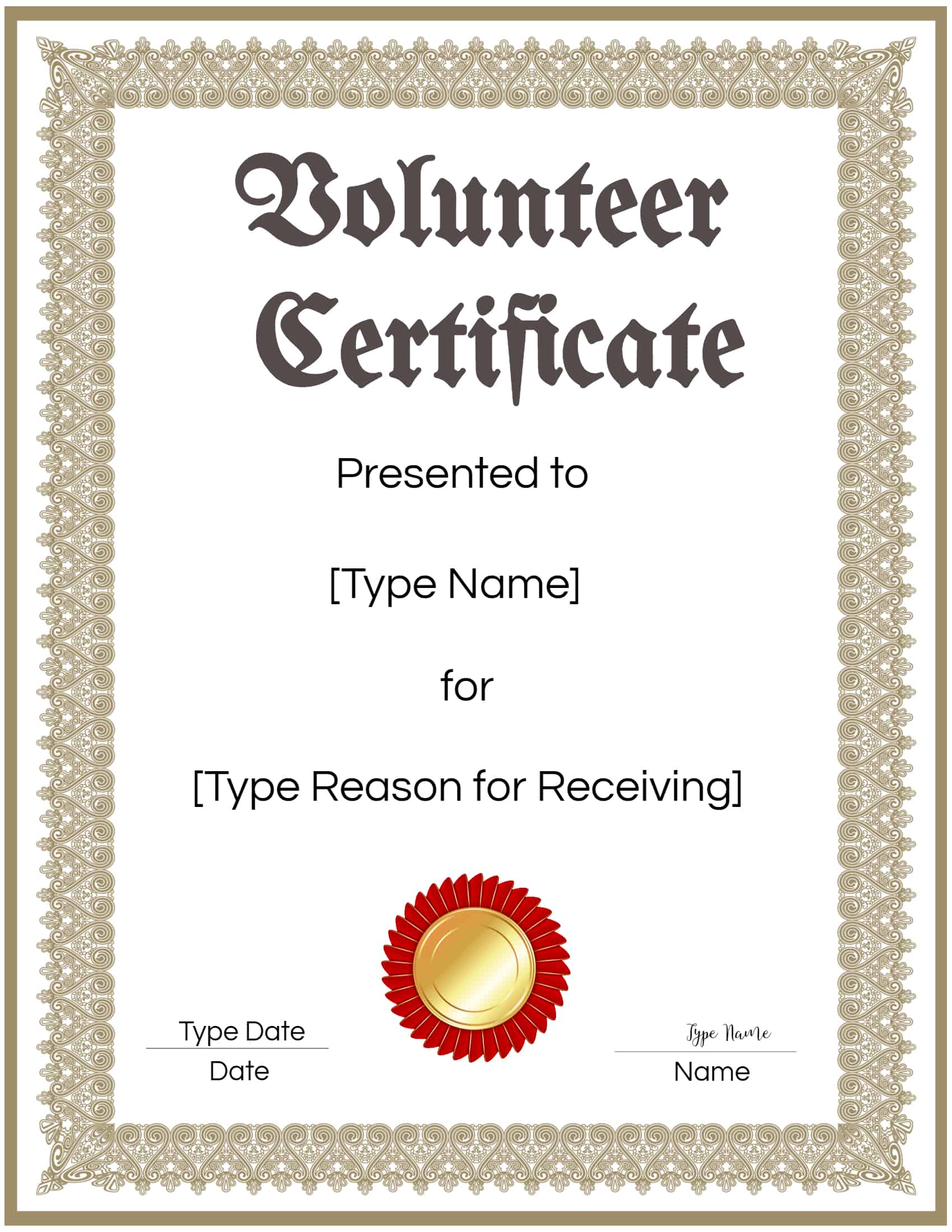 FREE Volunteer Certificate Template Many Designs Are Available