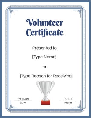 Volunteer Appreciation Certificate