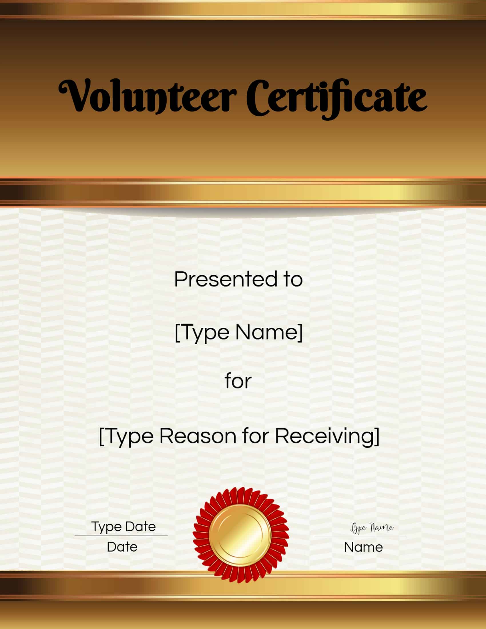 Thank You For Volunteer Certificate Template Free Printable