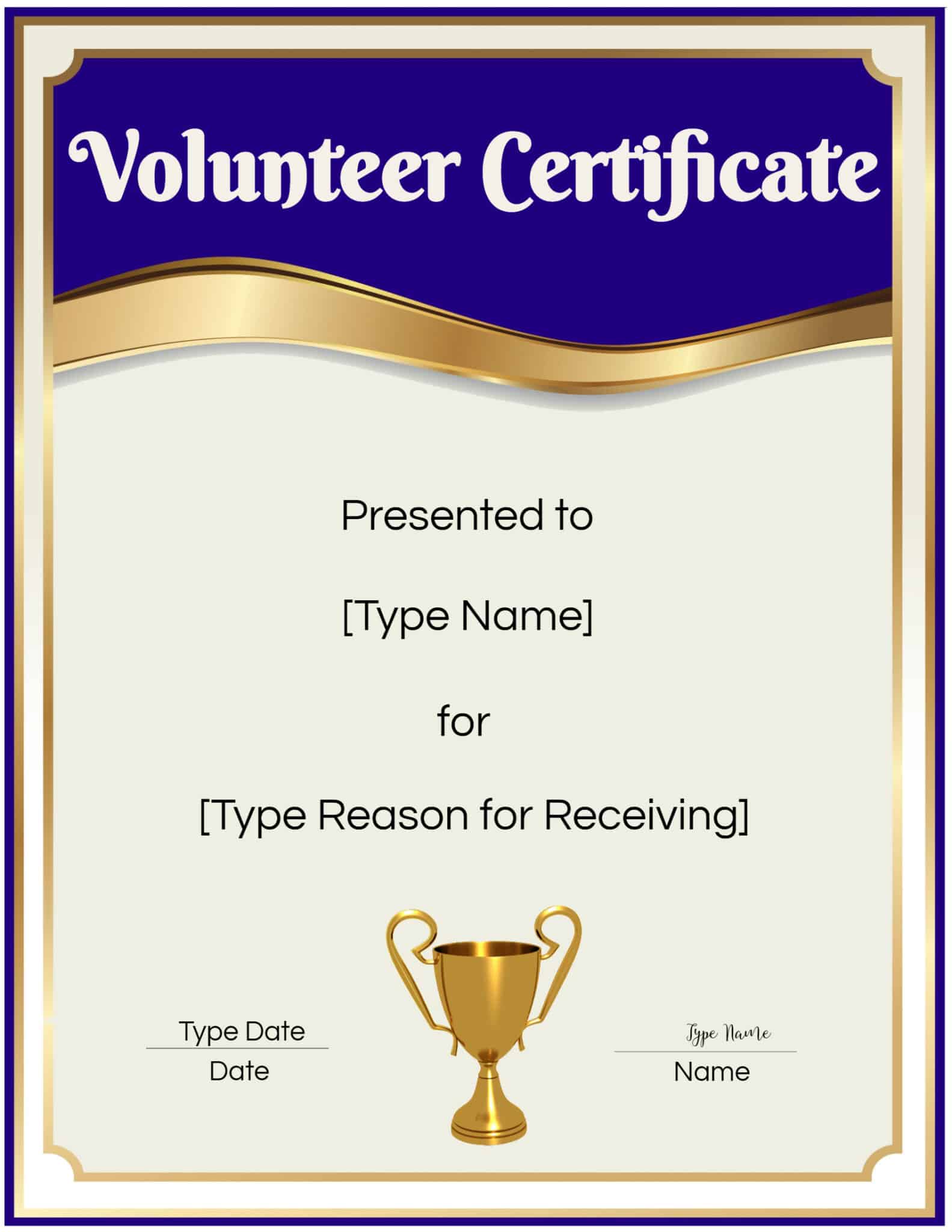 FREE Volunteer Certificate Template Many Designs are Available
