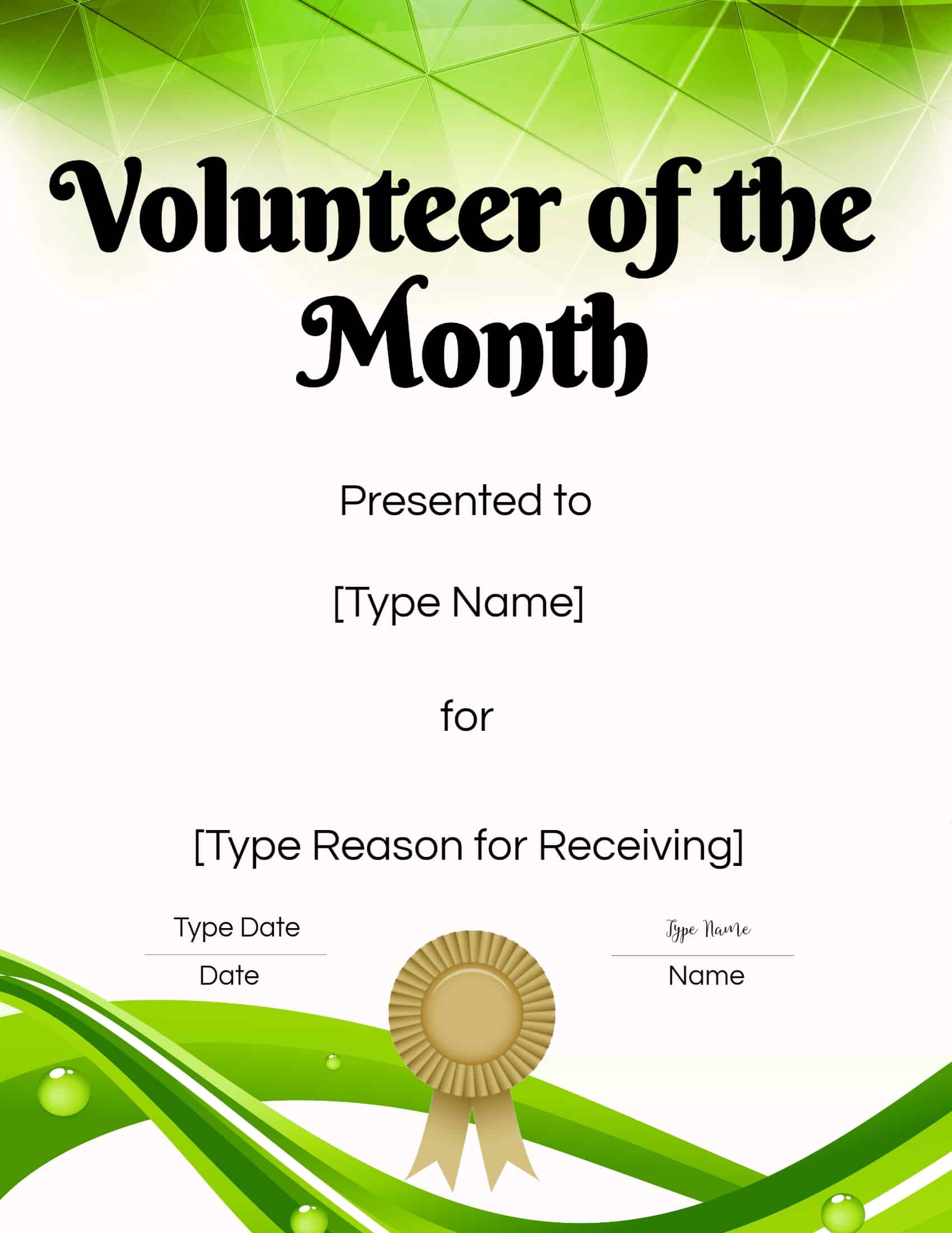 Volunteer Certificate Of Appreciation Template