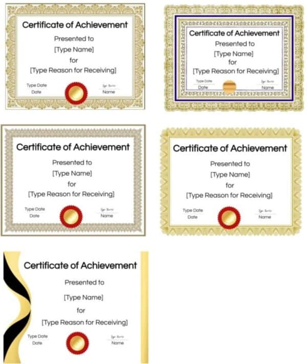 Certificates of Achievement