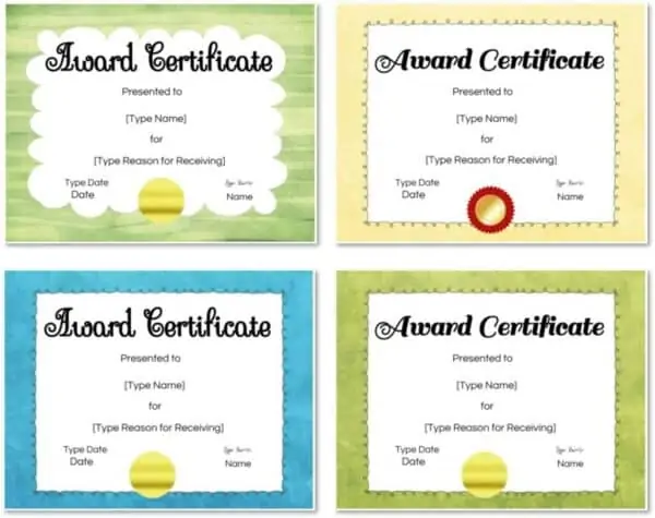 Colored certificate borders