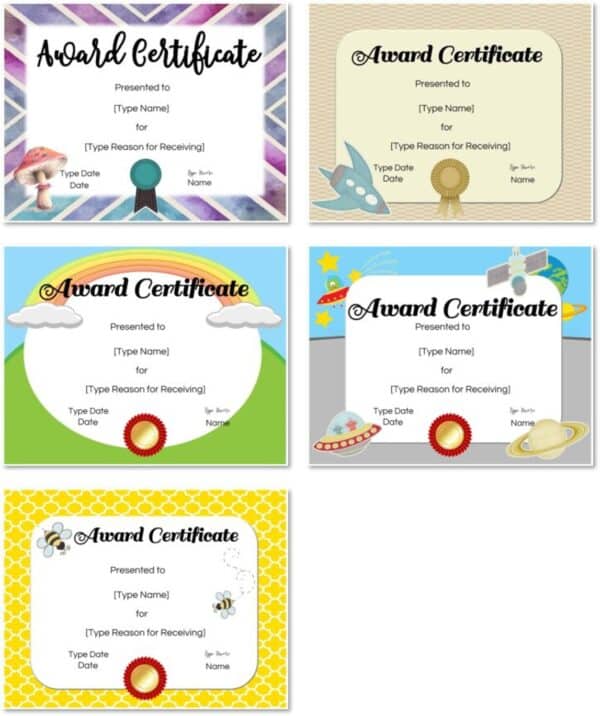 certificate templates for kids