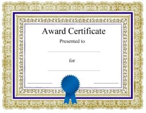 Award certificate