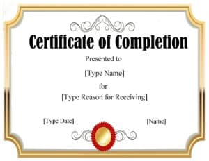 Completion Certificate