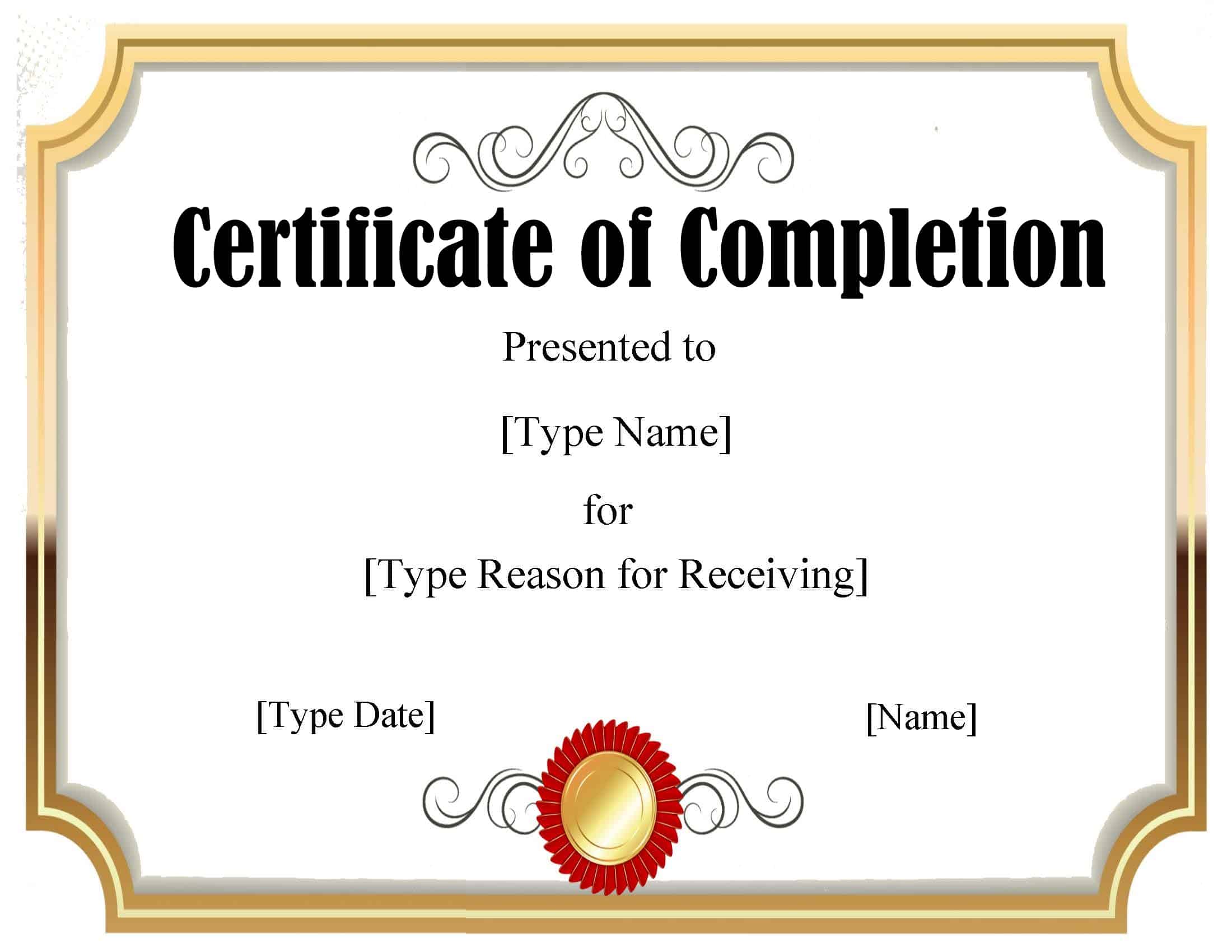Certificate Of Completion Template Free Printable