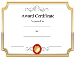 Award certificate