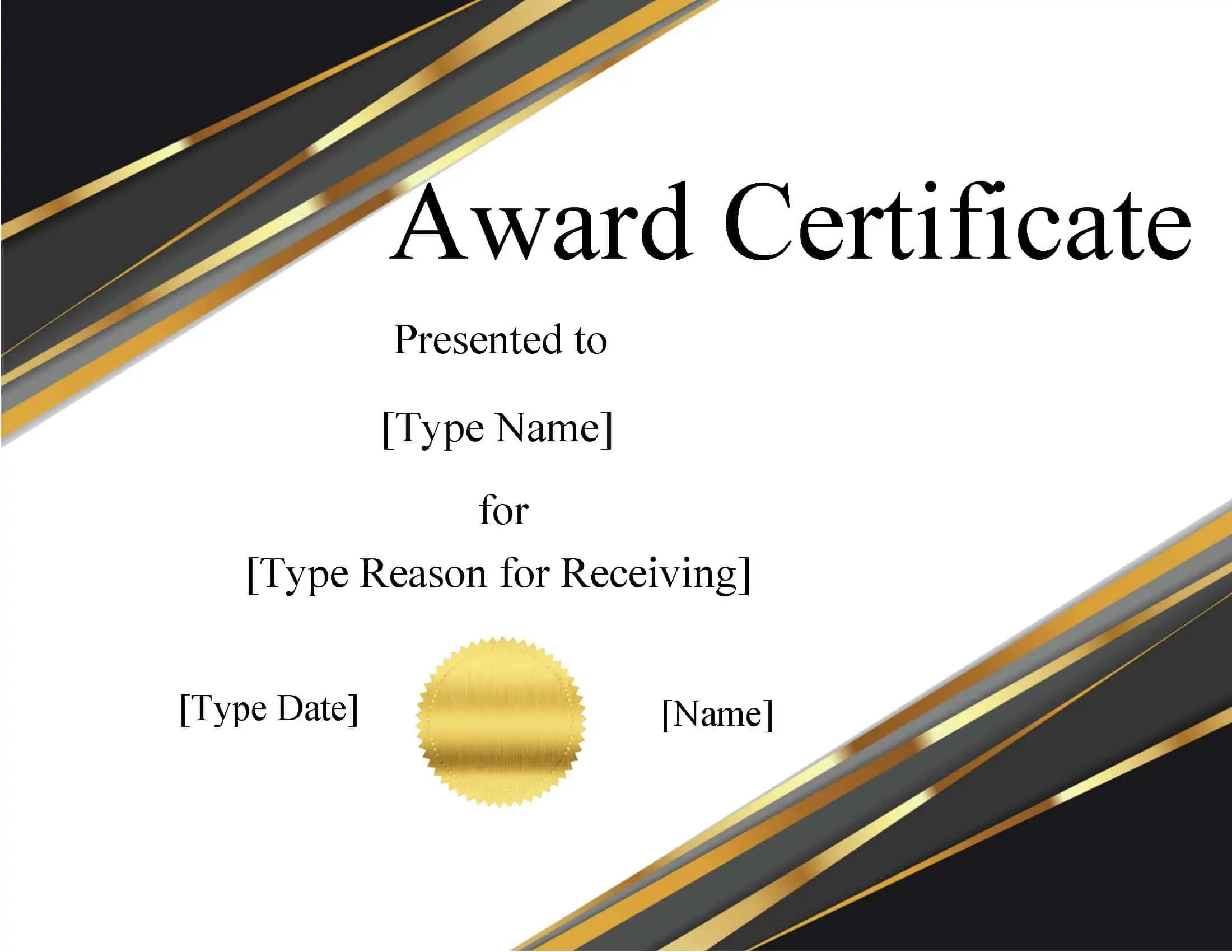 FREE Certificate Template Word  Instant Download With Blank Award Certificate Templates Word