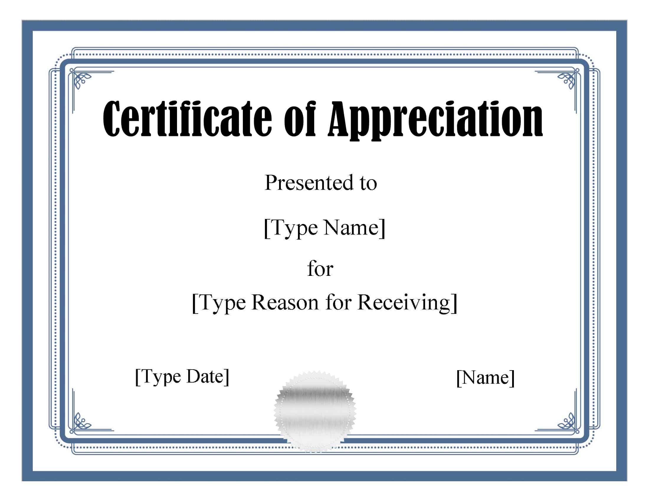 FREE Certificate Template Word  Instant Download Within Template For Certificate Of Appreciation In Microsoft Word