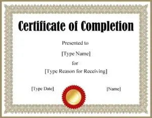 Certificate of Completion