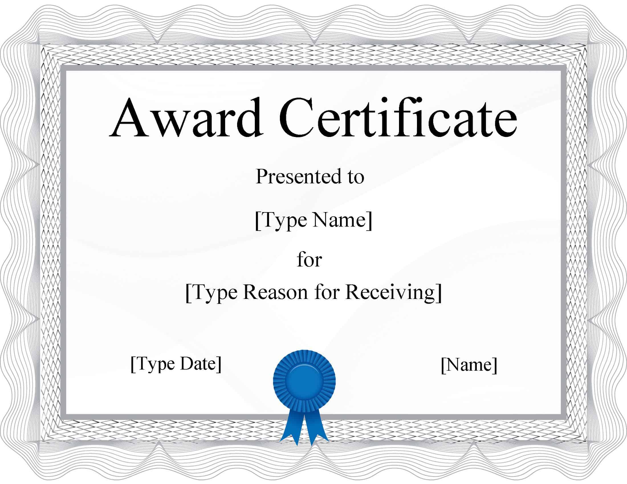 FREE Certificate Template Word  Instant Download Throughout Blank Award Certificate Templates Word