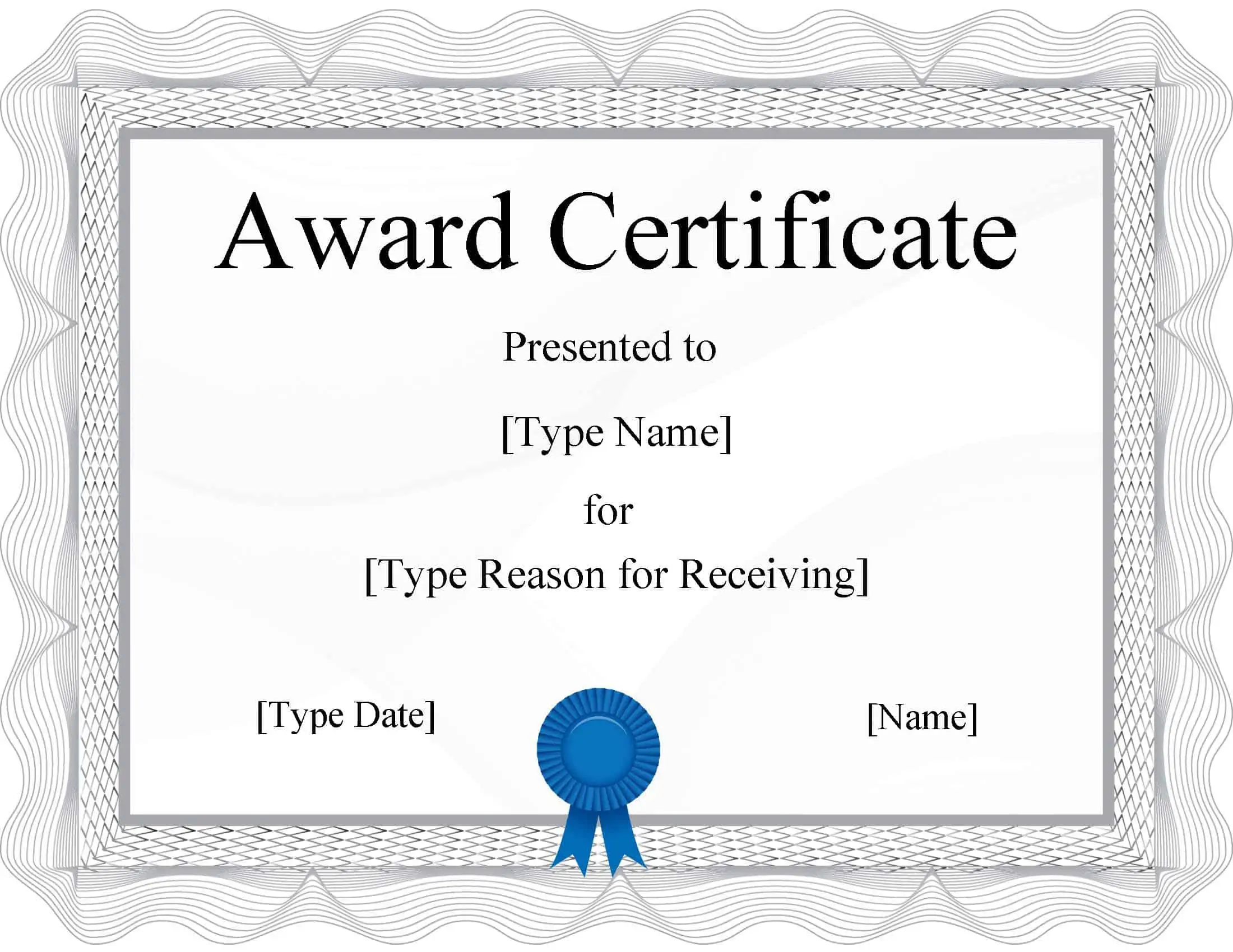 FREE Certificate Template Word  Instant Download Within Blank Award Certificate Templates Word
