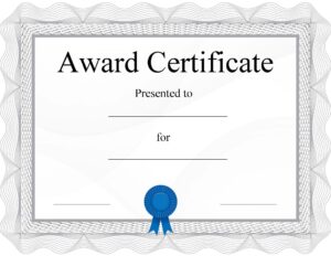 Award certificate