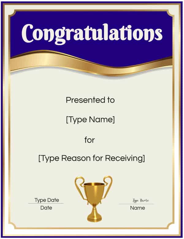 FREE Congratulations Certificate Template Customize Online