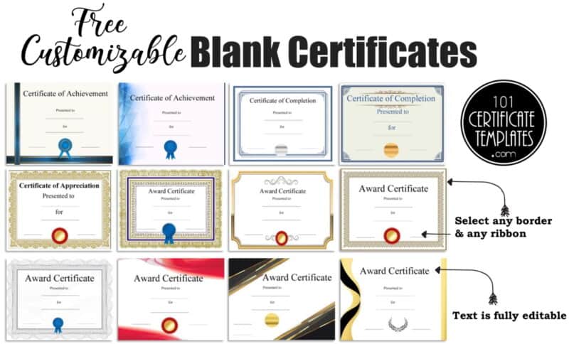 blank certificates that you can customize on this site