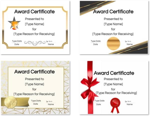 award certificate templates