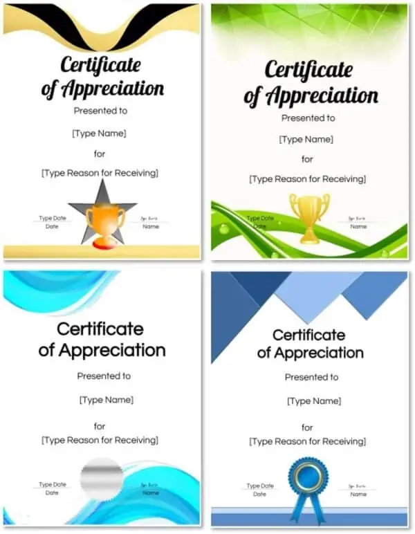 free printable certificate of appreciation templates