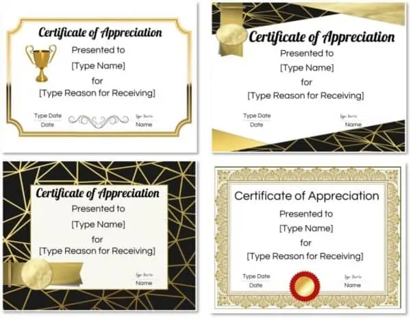 free printable certificate of appreciation templates