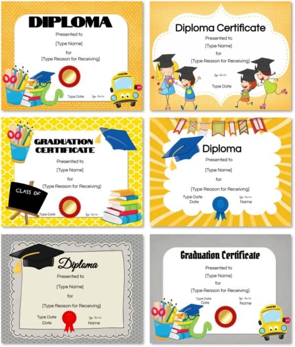 preschool diploma award certificates