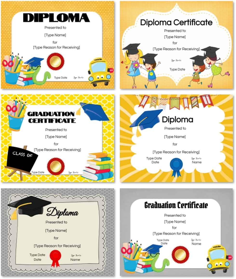 FREE Preschool and Kindergarten Graduation Certificate Templates Intended For Free Printable Graduation Certificate Templates