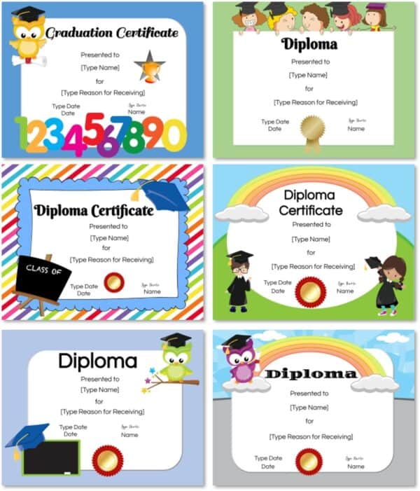 preschool diploma certificates