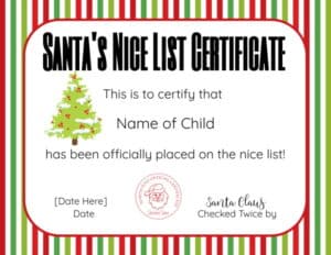 Nice List Certificate