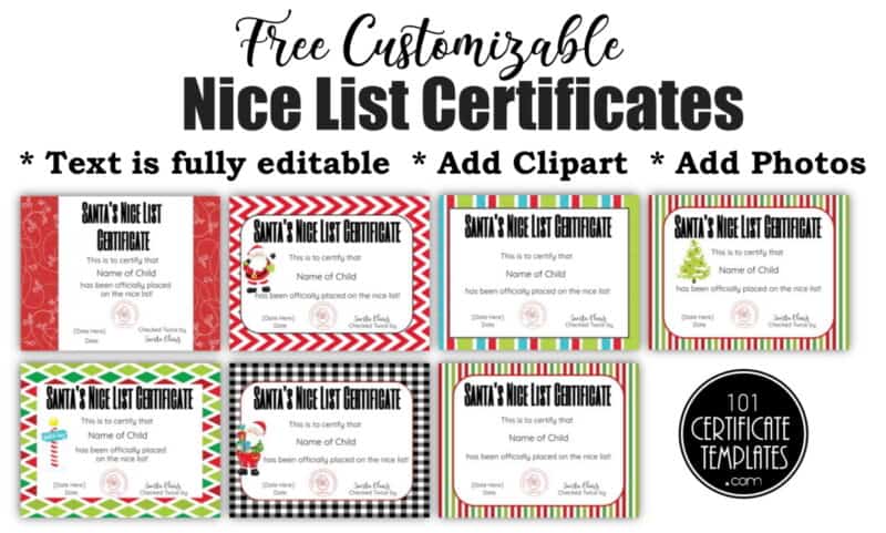 nice list certificates that you can create on this website