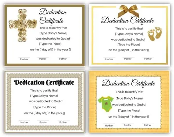 Free Baby Dedication Certificate Editable And Printable