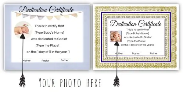 child dedication certificate