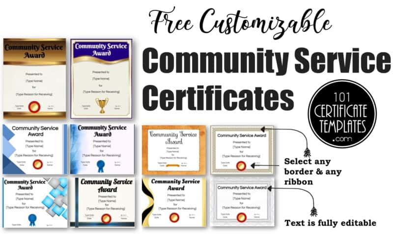 community service certificates