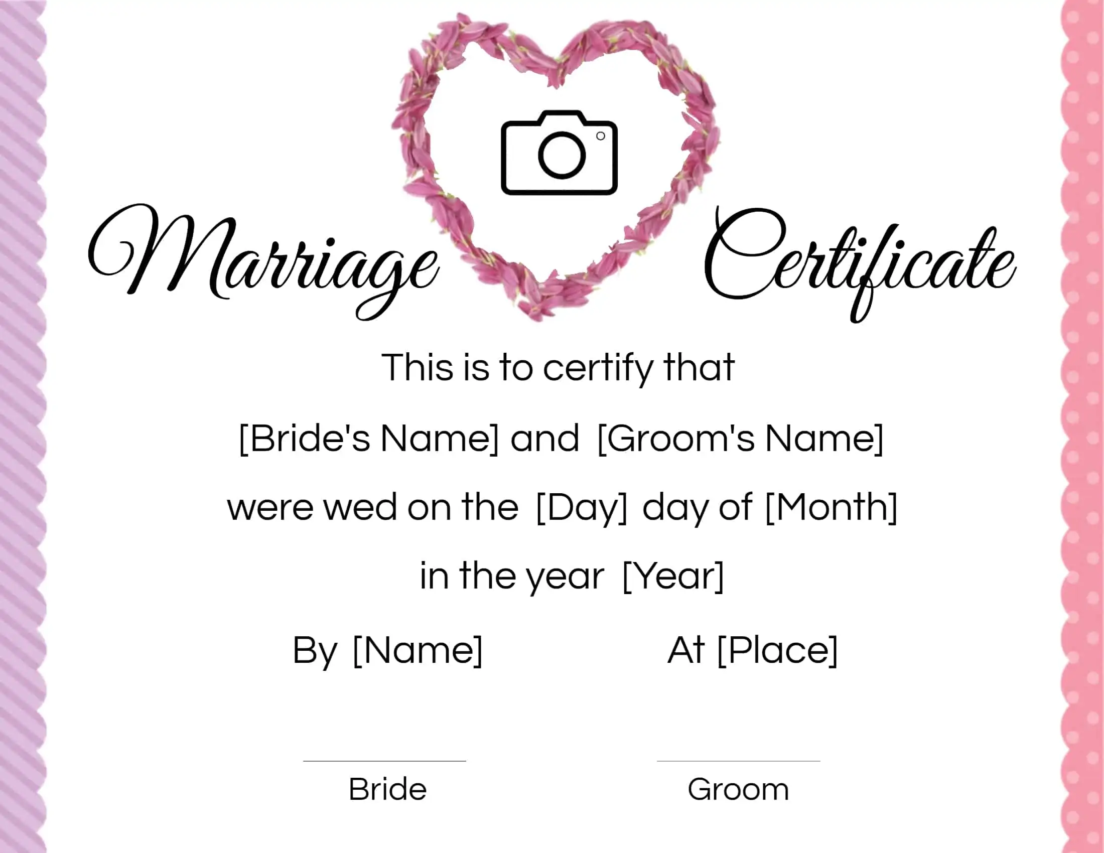 FREE Printable and Editable Fake Marriage Certificate With Blank Marriage Certificate Template