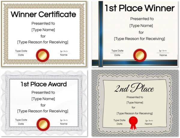 winner certificates