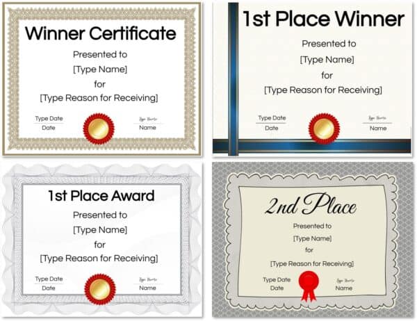 FREE Printable and Editable Winner Certificate Template