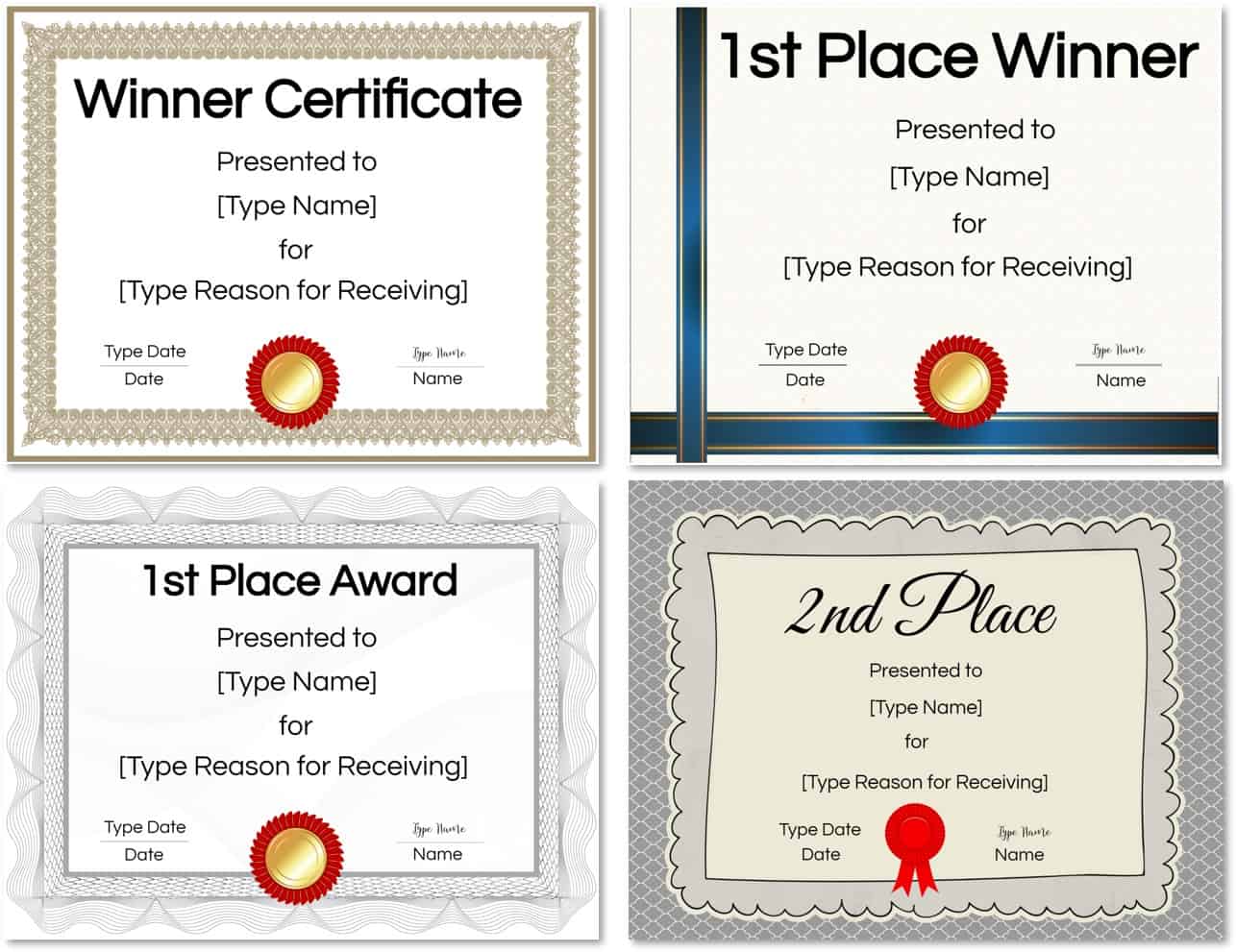Certificate For Winners Templates