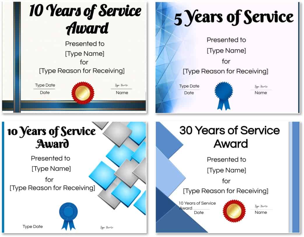 Service Award Certificate Templates