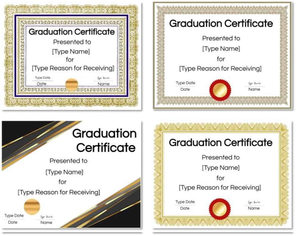 Certificate Template Editable Certificate Graduation Diploma Custom Images