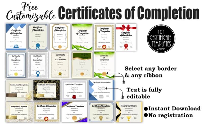 certificate of completion templates that you can create with the online certificate maker