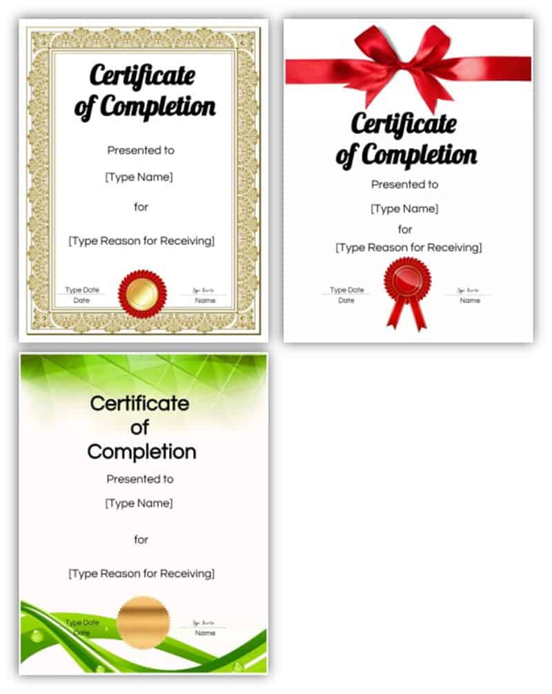 These are three of the certificates you can make with the online certificate maker. 