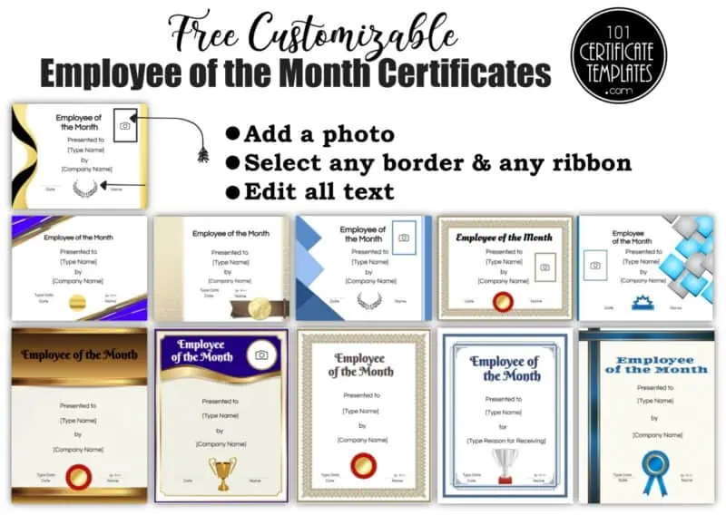 employee of the month certificates that you can customize on this site