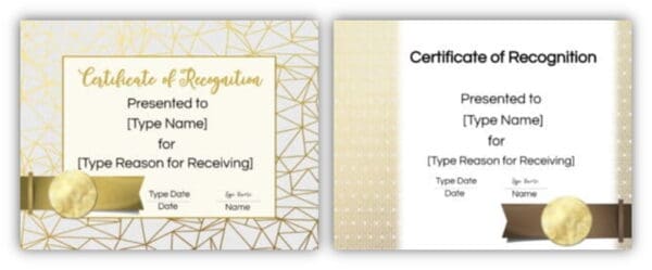 printable certificates with gold backgrounds