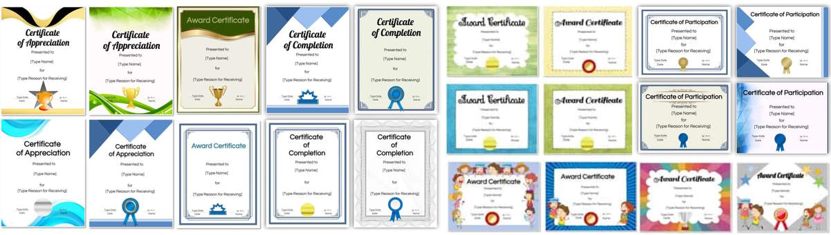 sample certificates that you can customize on this site